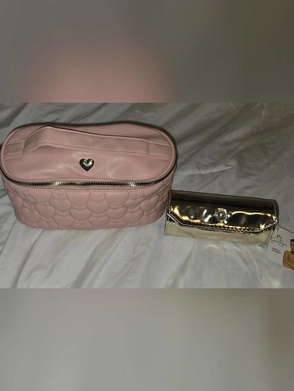 Pink Quilted Travel Bag & Jewelry Travel Case